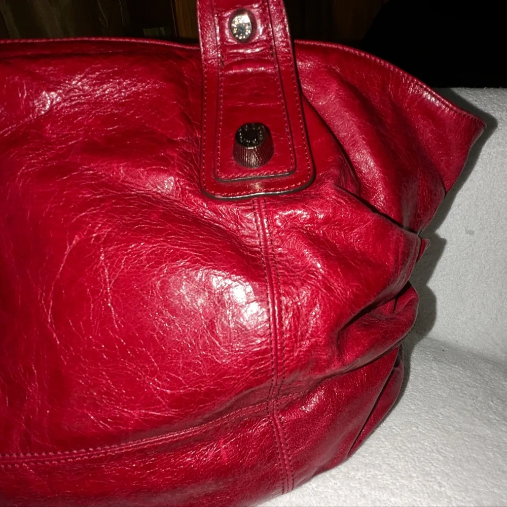 Abro burgundy red leather pleated details hobo bag.